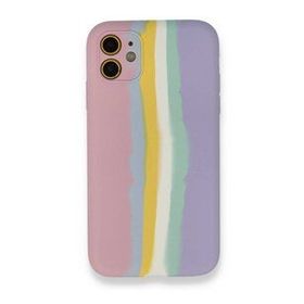 Alan Şanslı iPhone 12 Ebruli Lansman Silikon Pembe Lila Cep Telefonu Kılıfı