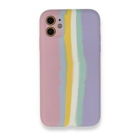 Alan Şanslı iPhone 12 Ebruli Lansman Silikon Pembe Lila Cep Telefonu Kılıfı