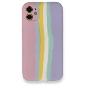 Alan Şanslı iPhone 12 Ebruli Lansman Silikon Pembe Lila Cep Telefonu Kılıfı