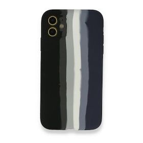 Alan Şanslı iPhone 12 Ebruli Lansman Silikon Siyah Lacivert Cep Telefonu Kılıfı