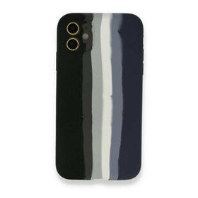 Alan Şanslı iPhone 12 Ebruli Lansman Silikon Siyah Lacivert Cep Telefonu Kılıfı