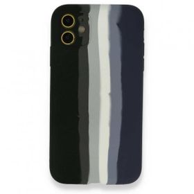 Alan Şanslı iPhone 12 Ebruli Lansman Silikon Siyah Lacivert Cep Telefonu Kılıfı