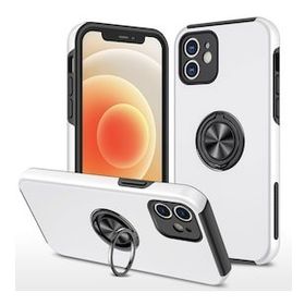 Alan Şanslı iPhone 12 Elit Yüzüklü Kapak Gümüş Kılıf