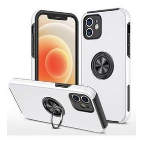 Alan Şanslı iPhone 12 Elit Yüzüklü Kapak Gümüş Kılıf
