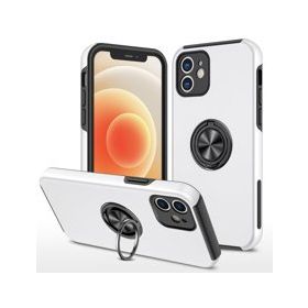 Alan Şanslı iPhone 12 Elit Yüzüklü Kapak Gümüş Kılıf