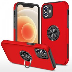 Alan Şanslı iPhone 12 Elit Yüzüklü Kapak Kırmızı Kılıf