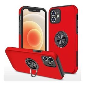 Alan Şanslı iPhone 12 Elit Yüzüklü Kapak Kırmızı Kılıf