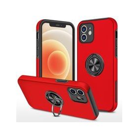 Alan Şanslı iPhone 12 Elit Yüzüklü Kapak Kırmızı Kılıf