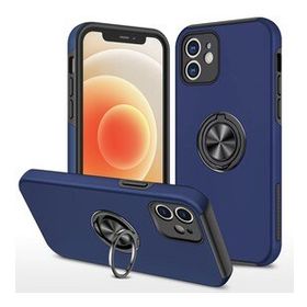 Alan Şanslı iPhone 12 Elit Yüzüklü Kapak Lacivert Kılıf