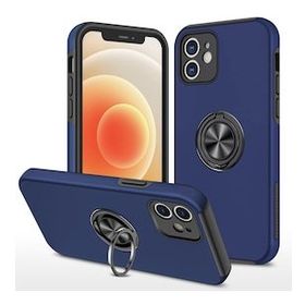 Alan Şanslı iPhone 12 Elit Yüzüklü Kapak Lacivert Kılıf