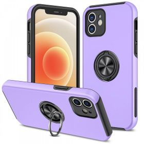 Alan Şanslı iPhone 12 Elit Yüzüklü Kapak Mor Kılıf