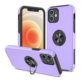 Alan Şanslı iPhone 12 Elit Yüzüklü Kapak Mor Kılıf