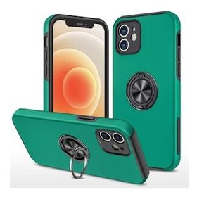 Alan Şanslı iPhone 12 Elit Yüzüklü Kapak Yeşil Kılıf