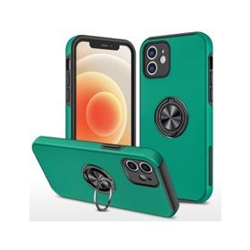 Alan Şanslı iPhone 12 Elit Yüzüklü Kapak Yeşil Kılıf
