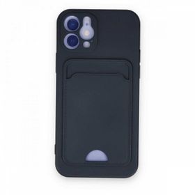 Alan Şanslı iPhone 12 Kelvin Kartvizitli Silikon Lacivert Cep Telefonu Kılıfı