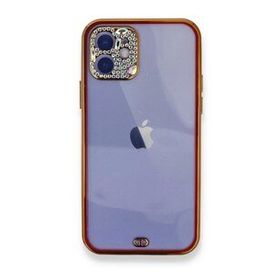 Alan Şanslı iPhone 12 Kırmızı Liva Taşlı Silikon Kılıf