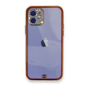 Alan Şanslı iPhone 12 Kırmızı Liva Taşlı Silikon Kılıf