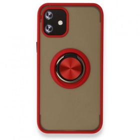 Alan Şanslı Iphone 12 Kırmızı Mini Montreal Yüzüklü Silikon Kapak Kılıf