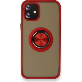 Alan Şanslı Iphone 12 Kırmızı Mini Montreal Yüzüklü Silikon Kapak Kılıf