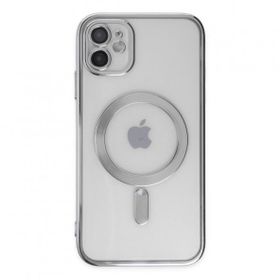 Alan Şanslı iPhone 12 Kross Magneticsafe Kapak Gümüş Cep Telefonu Kılıfı