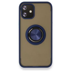 Alan Şanslı Iphone 12 Lacivert Mini Montreal Yüzüklü Silikon Kapak Kılıf