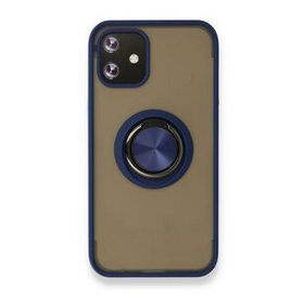 Alan Şanslı Iphone 12 Lacivert Mini Montreal Yüzüklü Silikon Kapak Kılıf