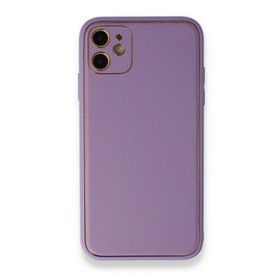 Alan Şanslı iPhone 12 Lila Coco Deri Silikon Kapak