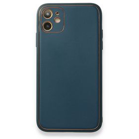 Alan Şanslı iPhone 12 Mavi Coco Deri Silikon Kapak