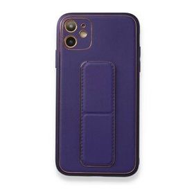 Alan Şanslı iPhone 12 Mor Coco Deri Standlı Kapak