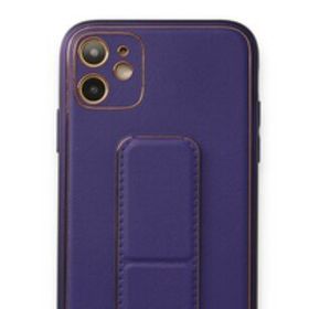 Alan Şanslı iPhone 12 Mor Coco Deri Standlı Kapak
