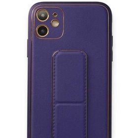 Alan Şanslı iPhone 12 Mor Coco Deri Standlı Kapak
