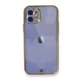 Alan Şanslı iPhone 12 Mor Liva Taşlı Silikon Kılıf