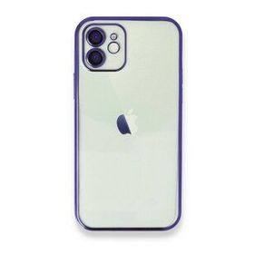 Alan Şanslı iPhone 12 Mor Razer Lensli Silikon Kılıf