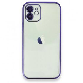 Alan Şanslı iPhone 12 Mor Razer Lensli Silikon Kılıf