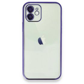 Alan Şanslı iPhone 12 Mor Razer Lensli Silikon Kılıf