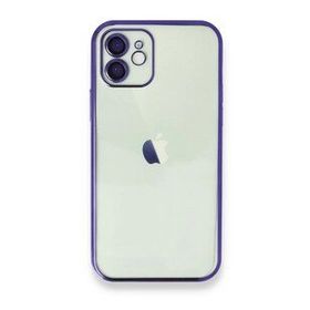 Alan Şanslı iPhone 12 Mor Razer Lensli Silikon Kılıf
