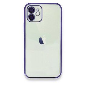 Alan Şanslı iPhone 12 Mor Razer Lensli Silikon Kılıf