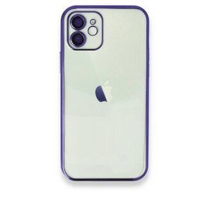 Alan Şanslı iPhone 12 Mor Razer Lensli Silikon Kılıf