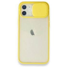 Alan Şanslı iPhone 12 Palm Buzlu Kamera Sürgülü Sarı Silikon Kılıf