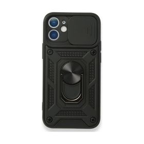 Alan Şanslı iPhone 12 Pars Lens Yüzüklü Standlı Silikon Kılıf
