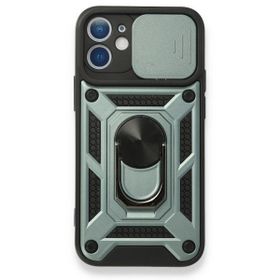 Alan Şanslı iPhone 12 Pars Lens Yüzüklü Yeşil Silikon Kılıf
