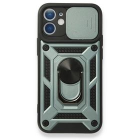 Alan Şanslı iPhone 12 Pars Lens Yüzüklü Yeşil Silikon Kılıf