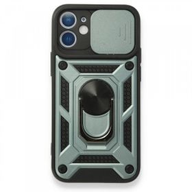 Alan Şanslı iPhone 12 Pars Lens Yüzüklü Yeşil Silikon Kılıf