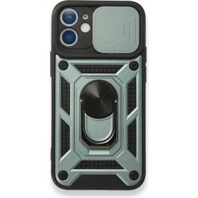 Alan Şanslı iPhone 12 Pars Lens Yüzüklü Yeşil Silikon Kılıf
