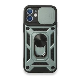 Alan Şanslı iPhone 12 Pars Lens Yüzüklü Yeşil Silikon Kılıf