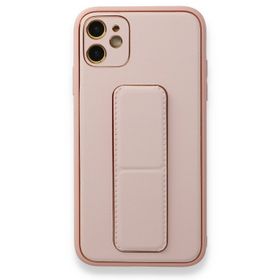 Alan Şanslı iPhone 12 Pembe Coco Deri Standlı Kapak
