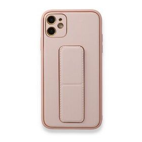 Alan Şanslı iPhone 12 Pembe Coco Deri Standlı Kapak