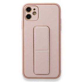 Alan Şanslı iPhone 12 Pembe Coco Deri Standlı Kapak