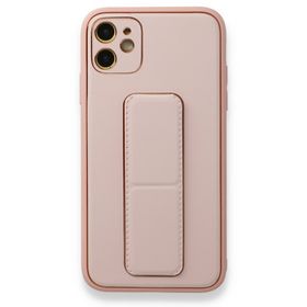 Alan Şanslı iPhone 12 Pembe Coco Deri Standlı Kapak