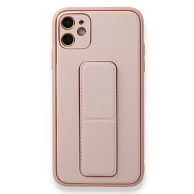 Alan Şanslı iPhone 12 Pembe Coco Deri Standlı Kapak
